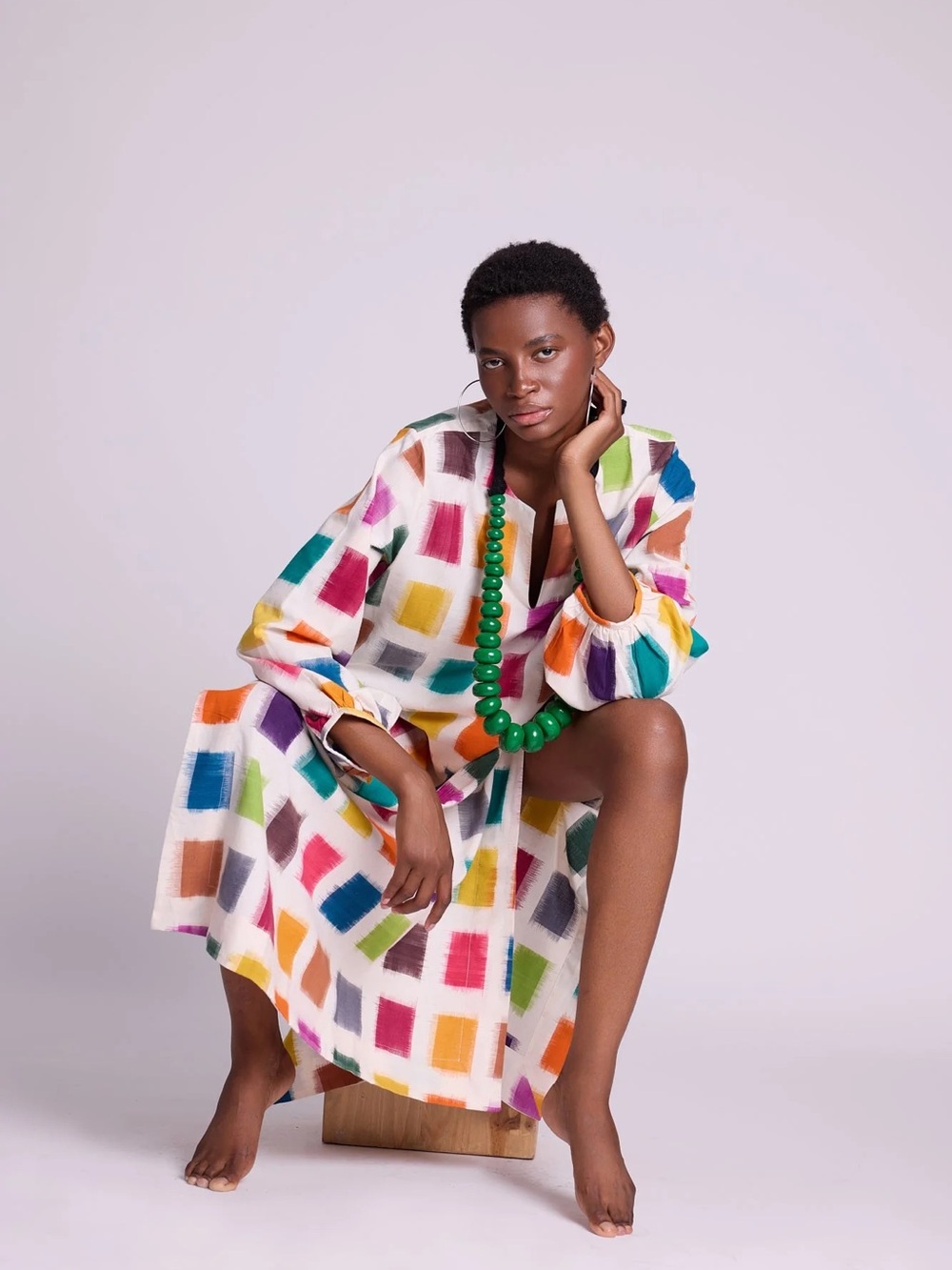 Kleed Nagar Squares Kaftan Dress - Picture 10 of 12